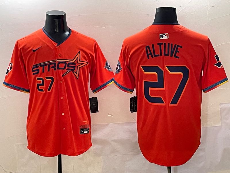 Men Houston Astros #27 Altuve Orange Five generation Joint Name Nike 2025 MLB Jersey style 1